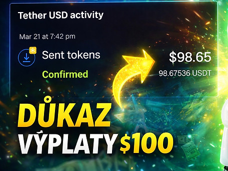 Důkaz výplaty z investiční platformy Aurum a potvrzení transakce v peněžence.