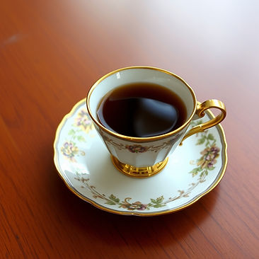 antique cup and saucer with black tea in it.jpg