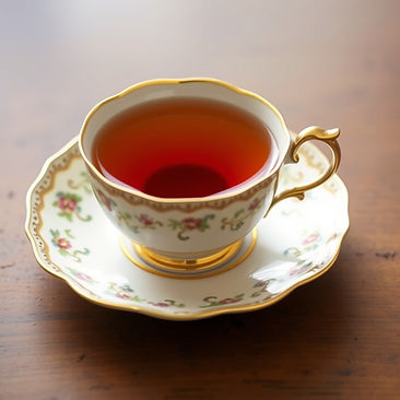 antique tea cup and saucer with oolong tea in it.jpg