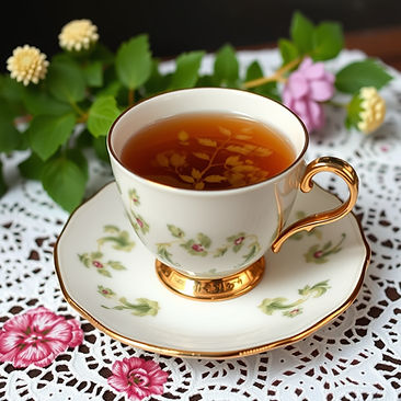 antique tea cup and saucer with nettle tea in it.jpg