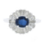 Vintage 14k Gold 2.54ctw Burma Oval Sapphire Baguette Diamond Ballerina Ring