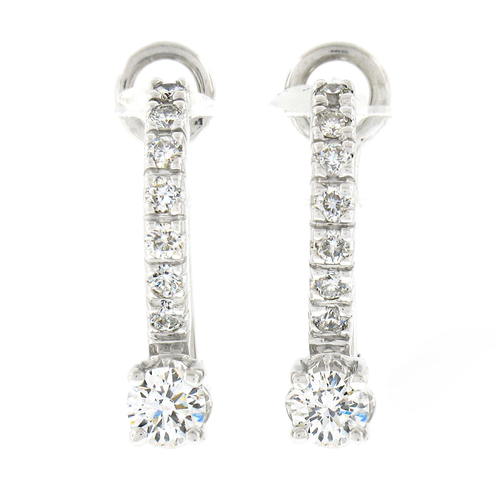 14k White Gold 0.52ctw Round Brilliant Prong Set Diamond Drop Earrings