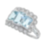 Art Deco Inspired Platinum 2.59ct Emerald Cut Aquamarine & Diamond Trilogy Ring