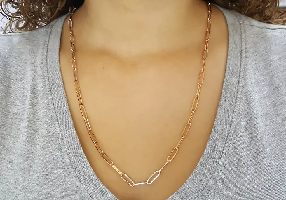 Thumbnail: 14K Rose Gold Lightweight Paperclip Chain Necklace
