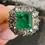 Thumbnail: Antique Victorian 18k Gold and Silver 2.84ctw Square Step Emerald Diamond Ring