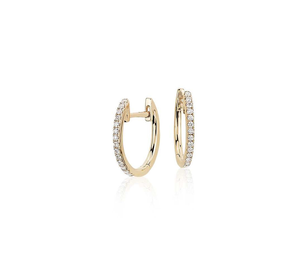 Small Pave Natural Diamond Hoop Earrings
