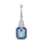 Art Deco Inspired 18k White Gold Calibre Topaz Sapphire Diamond Drop Earrings