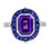 Thumbnail: Art Deco Style 14k Rose Gold 4.40ctw Amethyst and Sapphire Halo Ring