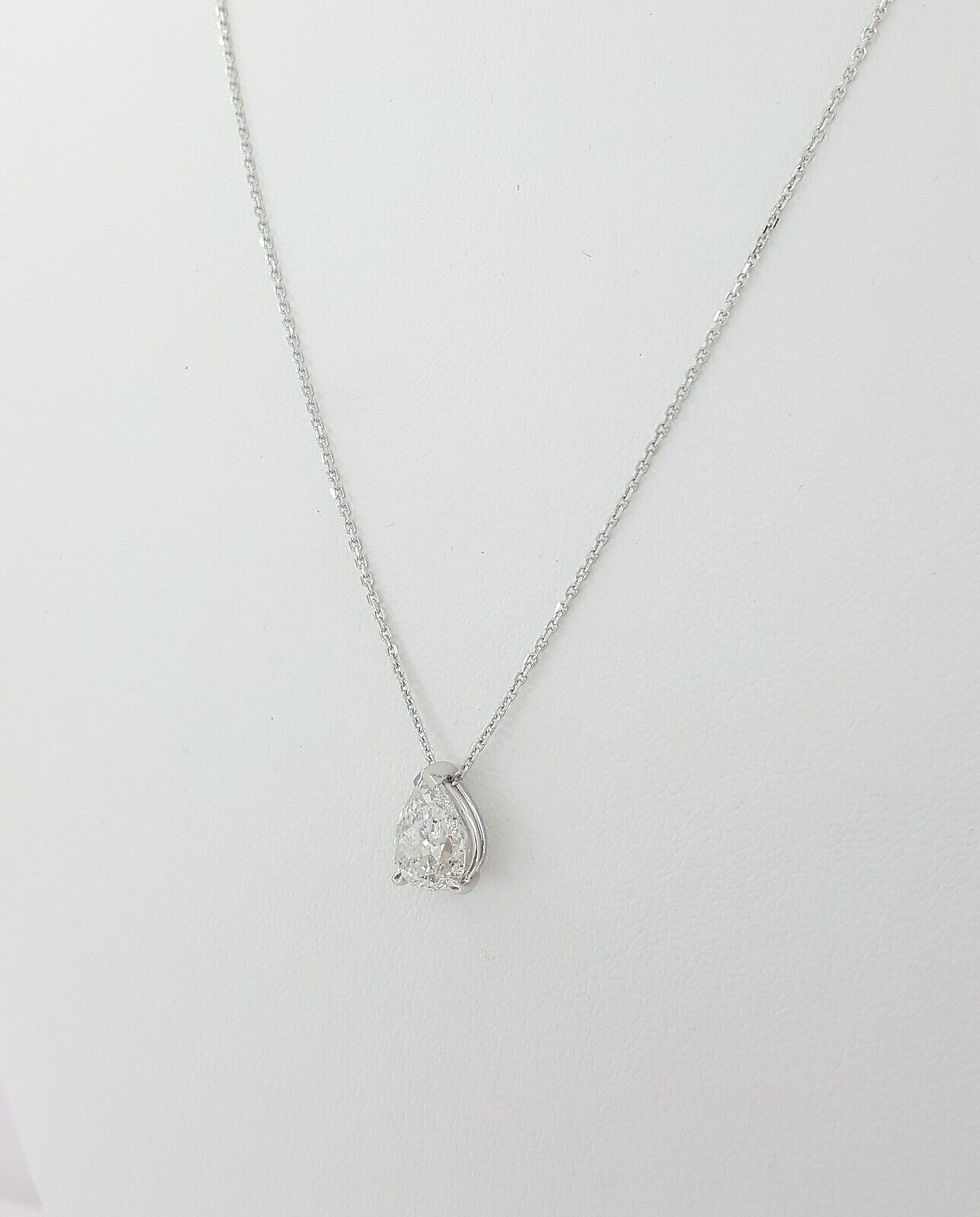 Thumbnail: 14k White Gold 1.76ctw Pear Cut Diamond Solitaire Pendant Necklace