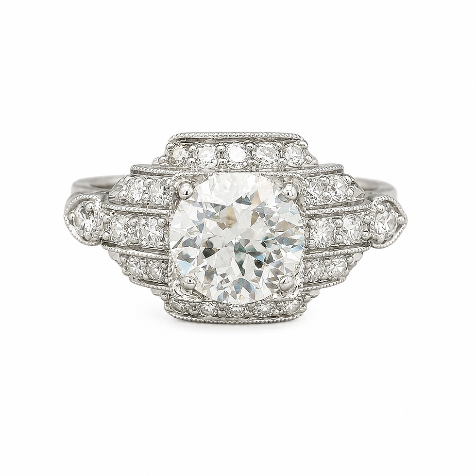 Antique Art Deco Platinum 1.18ctw Old Round Cut Diamond Engagement Ring