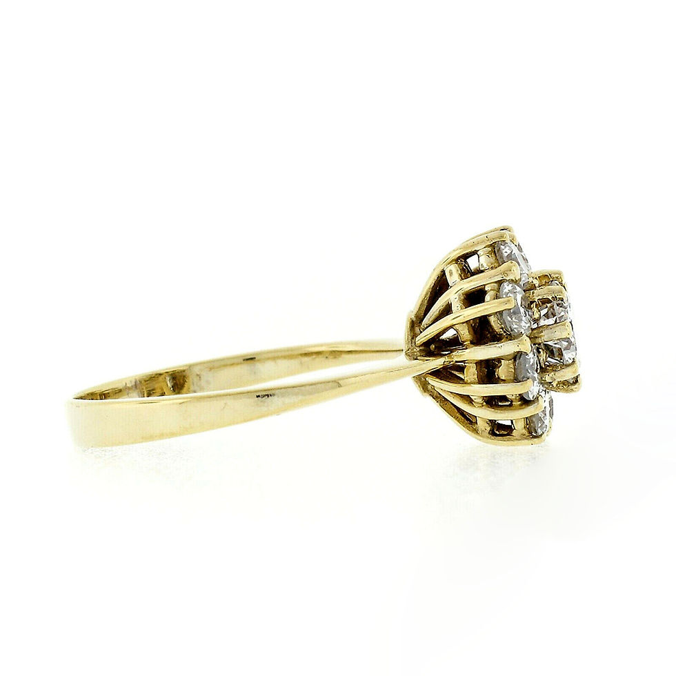 Thumbnail: 18k Yellow Gold 0.93ctw Fine Round Brilliant Diamond Flower Cluster Ring