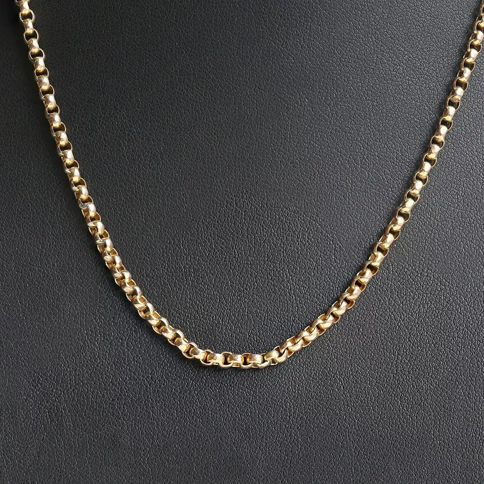 Thumbnail: Antique Edwardian 9k Yellow Gold Fancy Belcher Link Chain Necklace