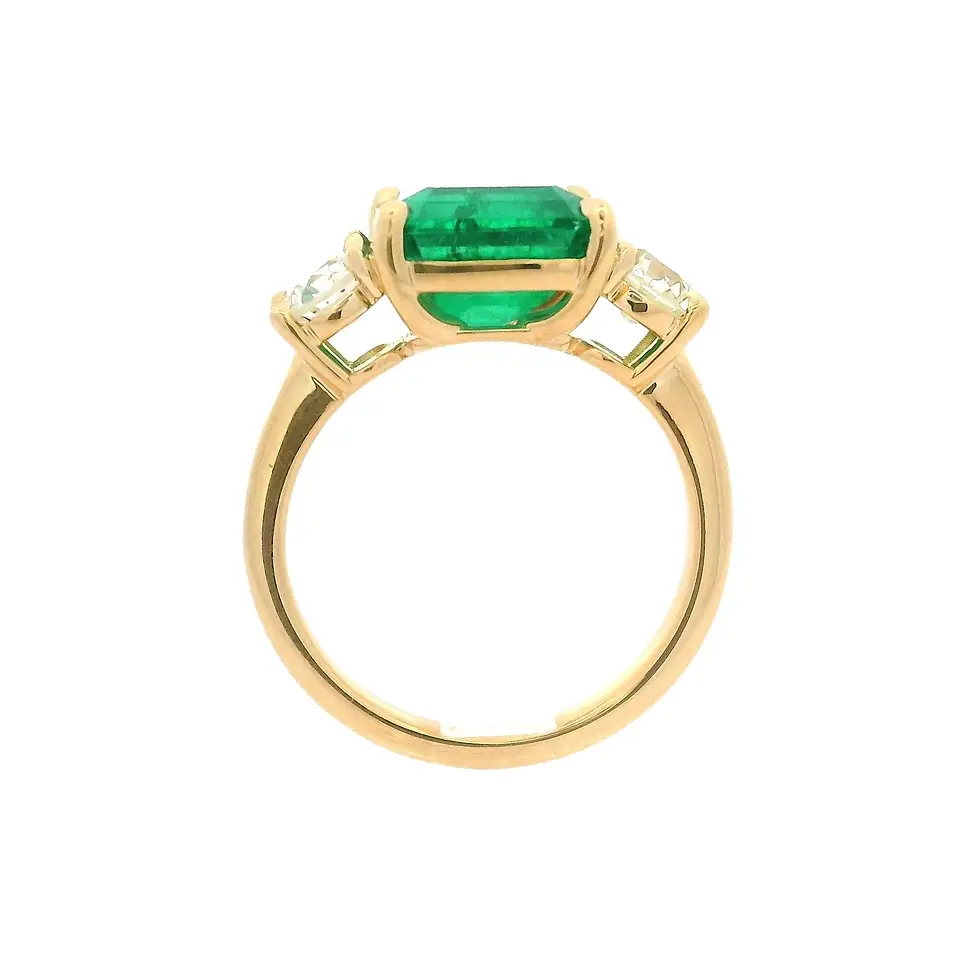 Thumbnail: 18k Yellow Gold 3.92ctw Emerald and Old European Diamond Engagement Ring