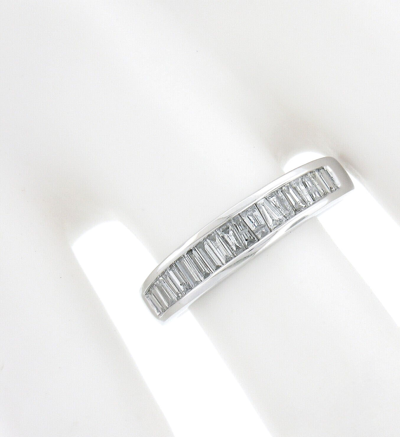 14K White Gold 0.60ctw Baguette Cut Channel Set Diamond Stackable Band Ring