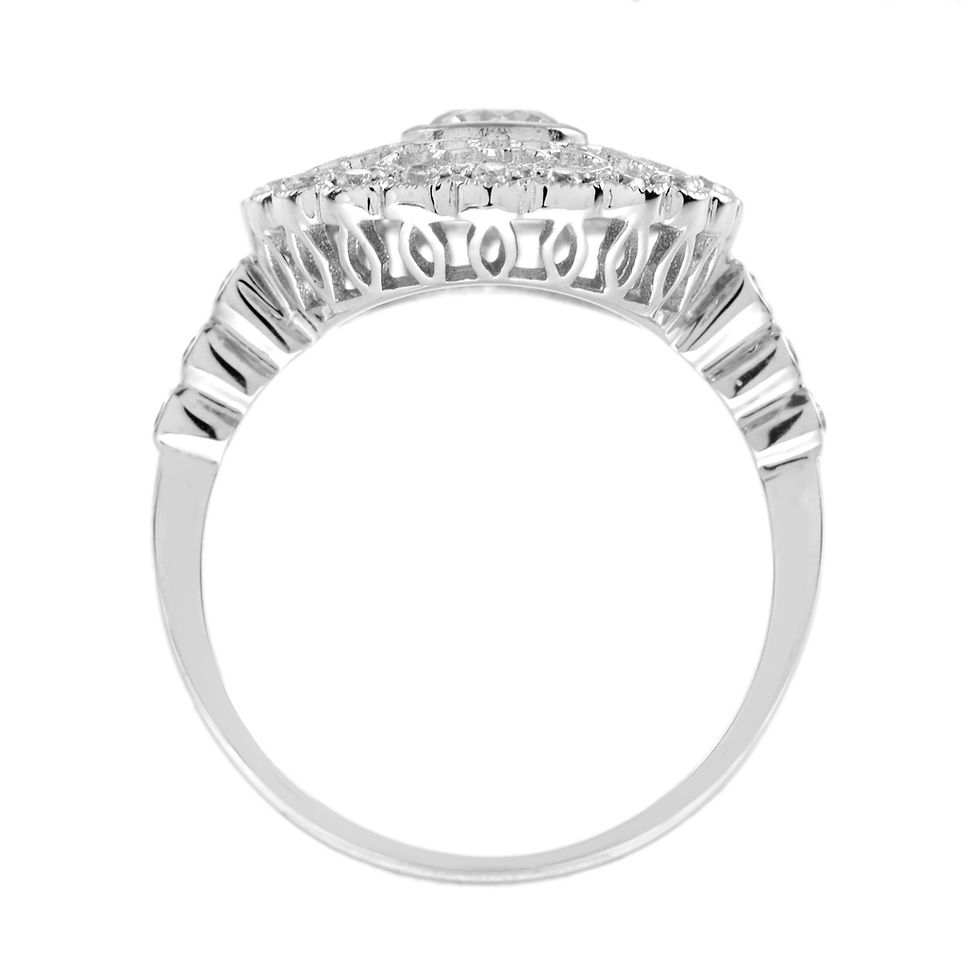 Thumbnail: Antique Edwardian Inspired 18k White Gold 0.48ctw Diamond Filigree Platte