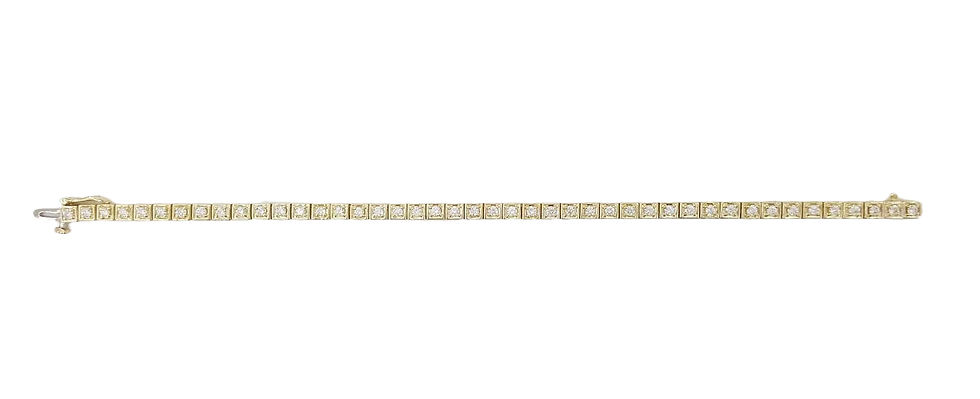 Thumbnail: 14k Yellow Gold 1.60ctw Round Brilliant Diamond Box Link Tennis Line Bracelet