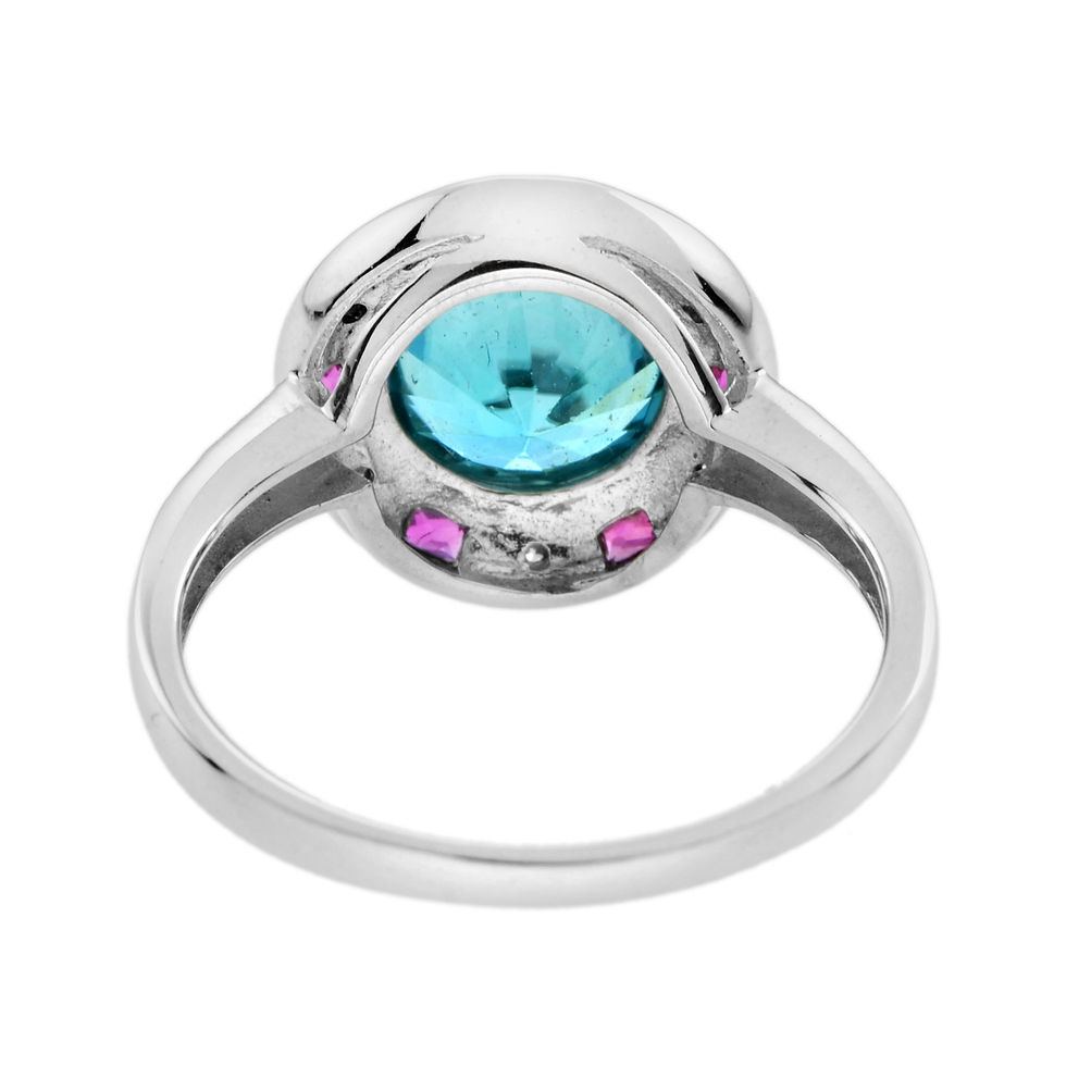 Thumbnail: Art Deco Design Zircon Solitaire Diamond  and Ruby Target Engage