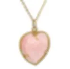 18K Yellow Gold Cabochon Healing Rose Quartz Crystal Heart Pendant Necklace