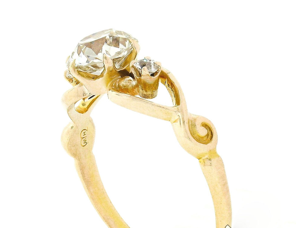 Thumbnail: Antique Victorian 10k Gold 1.39ctw Diamond 3 Stone Open Sides Engagement Ring