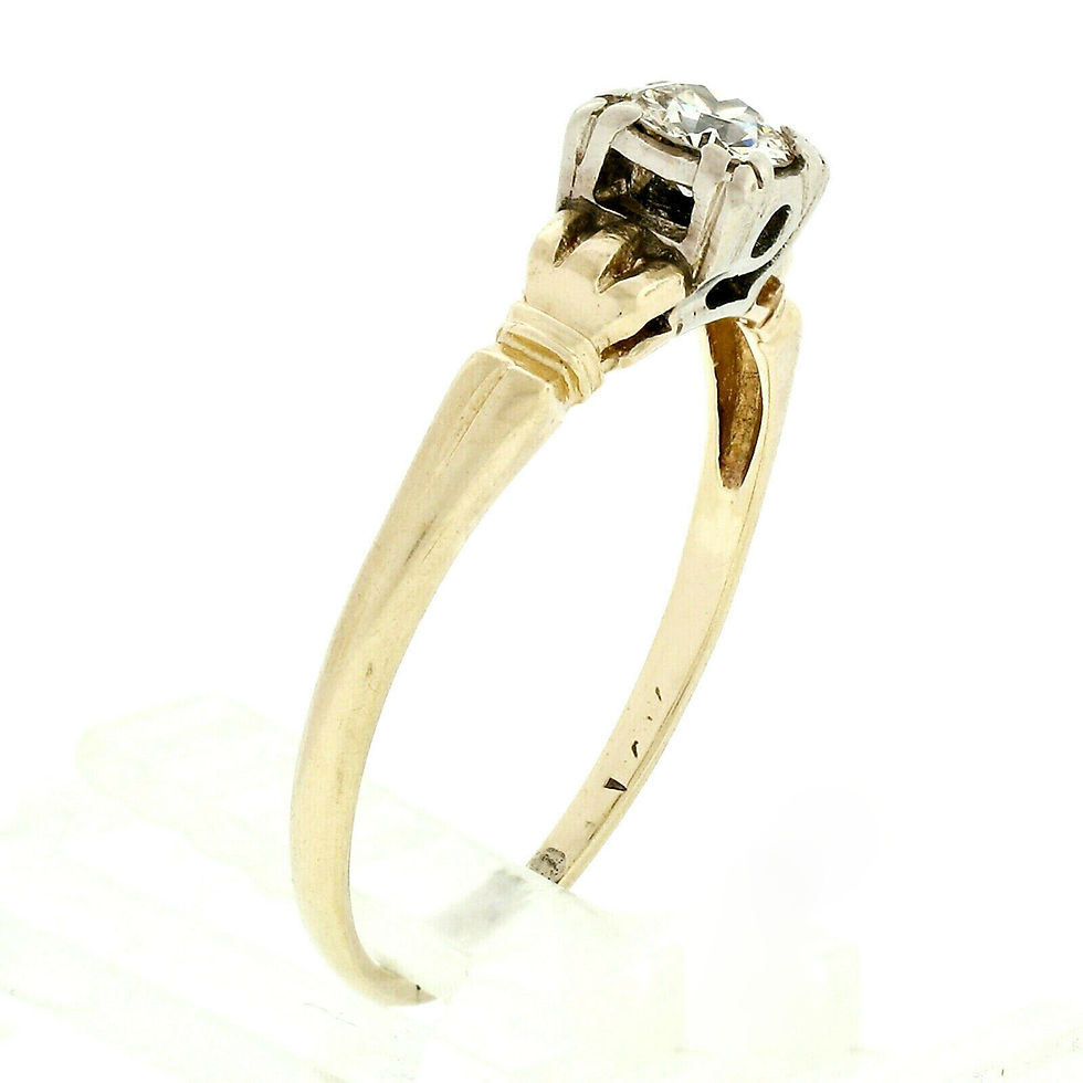 Thumbnail: Antique Edwardian 14k Yellow & White Gold Old European Diamond Solitaire Ring