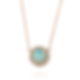 Solid Gold Diamond and Round Cabochon Opal Halo Necklace