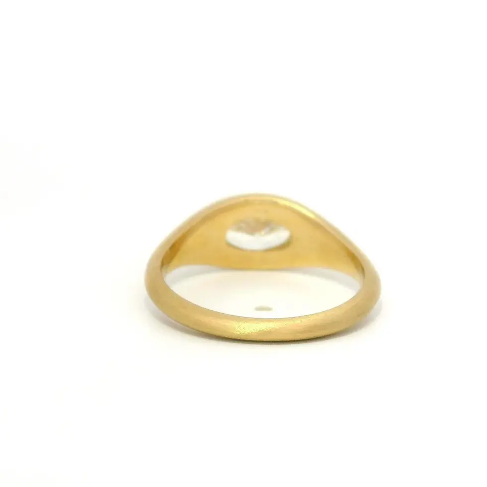 Thumbnail: 18k Gold 1.01ct Oval Diamond Solitaire Brushed Low Profile Band Ring