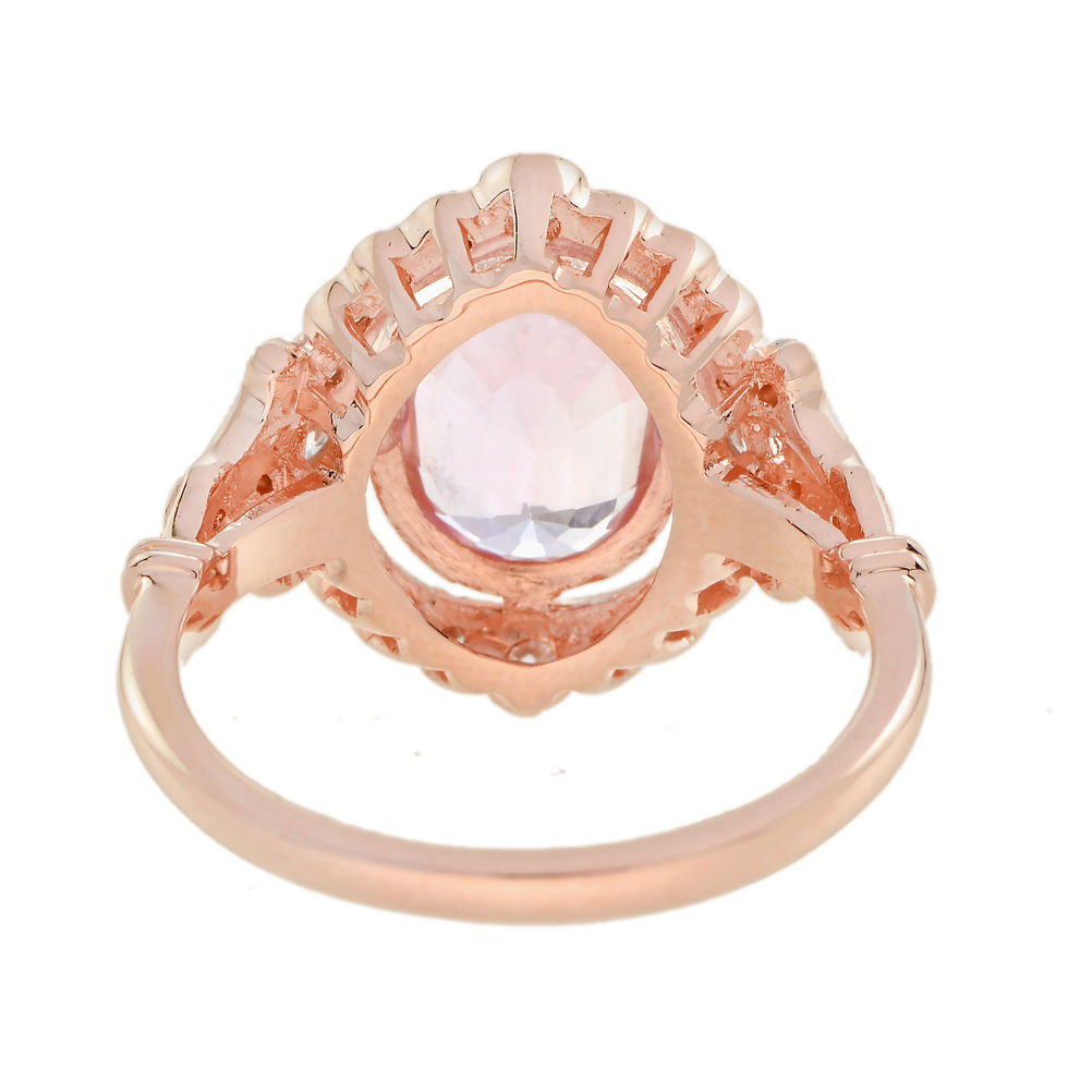 Thumbnail: Art Deco Style 14k Rose Gold 2.90ctw Oval Morganite and Diamond Halo Ring