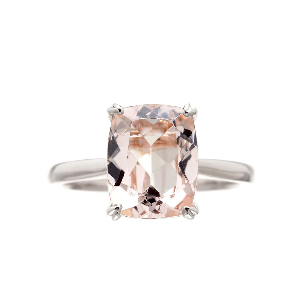 Thumbnail: 10x8mm Elongated Cushion Cut  Morganite  Solitaire Engagement Ring