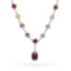 Antique 12k Yellow Gold Garnet Sapphire Gemstone Station Drop Necklace