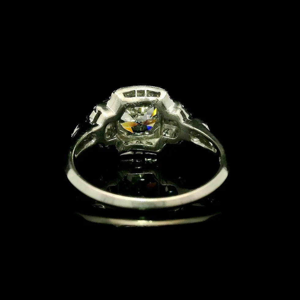 Thumbnail: Antique Art Deco Platinum 1.18ctw Old Round Cut Diamond Engagement Ring