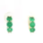 14k Yellow Gold 1.50ctw Emerald Classic Hoop Huggie Push Earrings