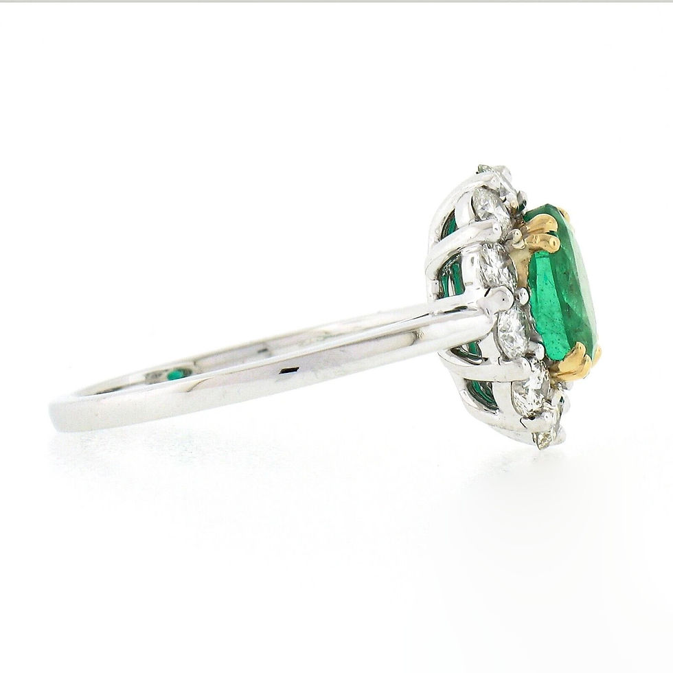 Thumbnail: Classic 18K TT Gold 2.11ctw Oval Emerald Solitaire and Diamond Halo Ring