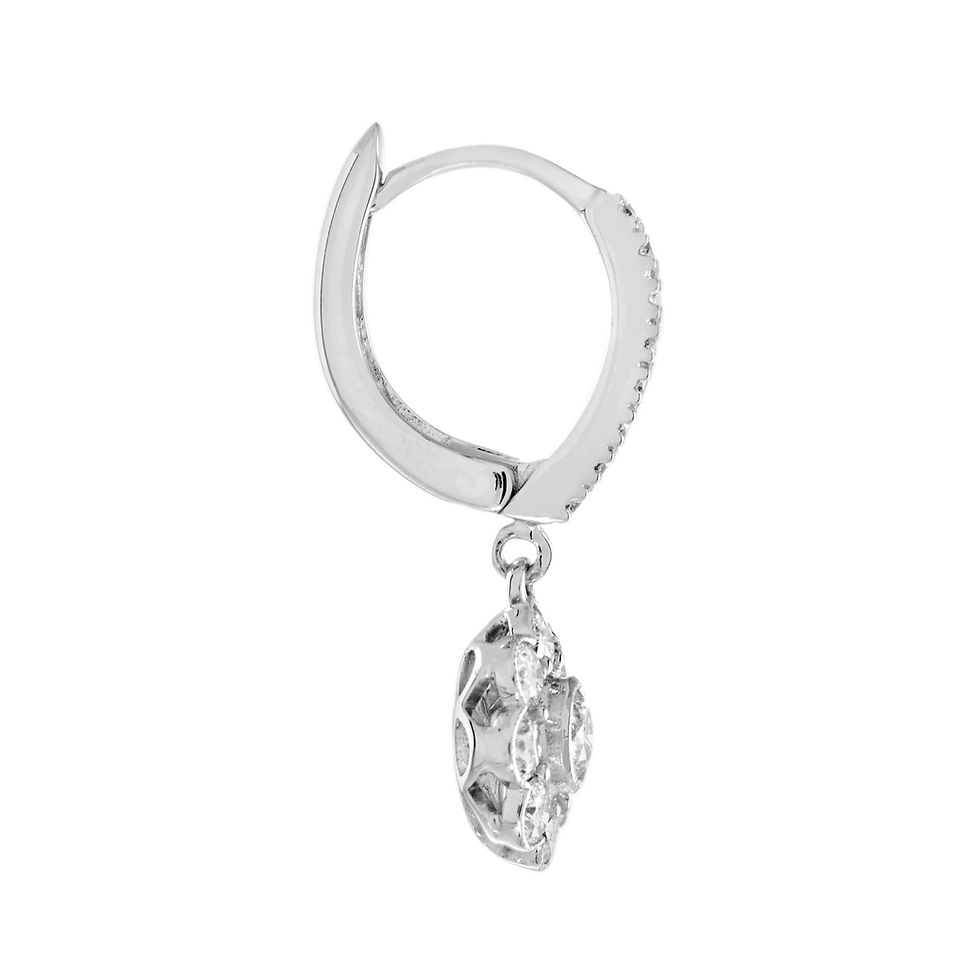 Thumbnail: Vintage Inspired 14k Gold 1.78ctw Diamond Flower Cluster Drop Earrings