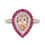 Thumbnail: 14k Rose Gold 3.27ctw Morganite Ruby Diamond Pear Halo Ring