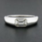 NEW Platinum 0.87ct GIA Emerald Cut Sideways Bezel Diamond Solitaire Ring