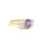 18k Gold Platinum 2.34ctw No Heat Purple Sapphire Old Mine Cut Diamond Ring