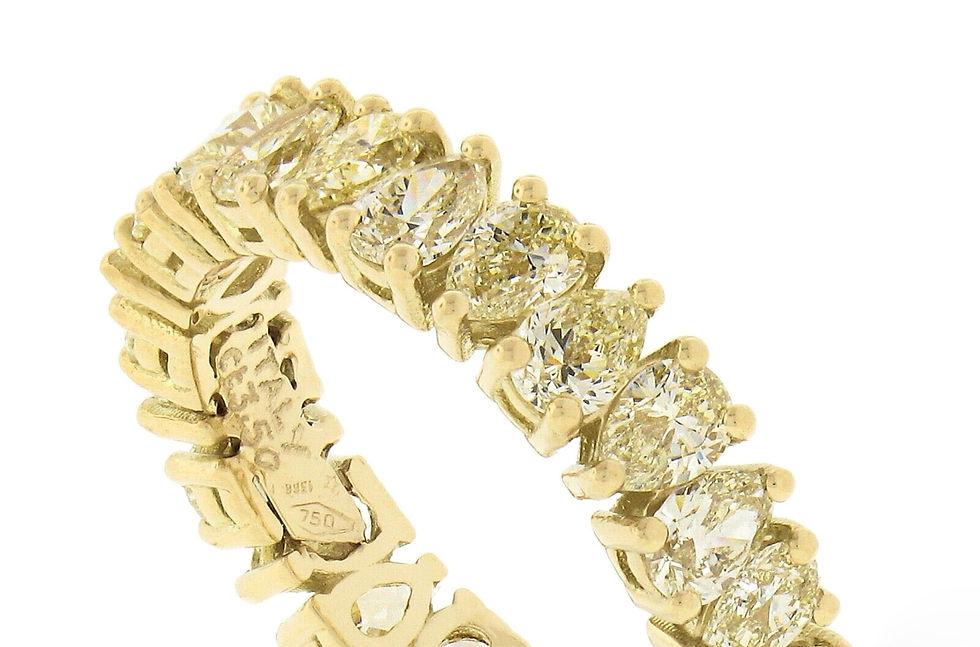 Thumbnail: 18K Gold 3.50ctw Pear Fancy Yellow Diamond Eternity Wedding Stack Band Ring