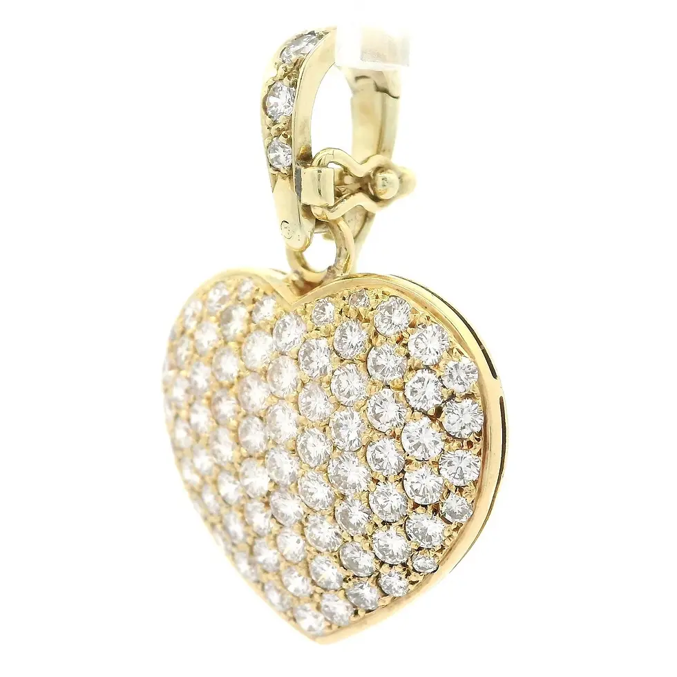 Thumbnail: 18k Yellow Gold 3.36ctw Fiery Pave Diamond Large Heart Enhancer Pendant
