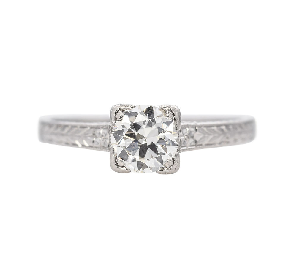 Antique Platinum 0.56ctw Diamond Solitaire Etched Engagement Ring