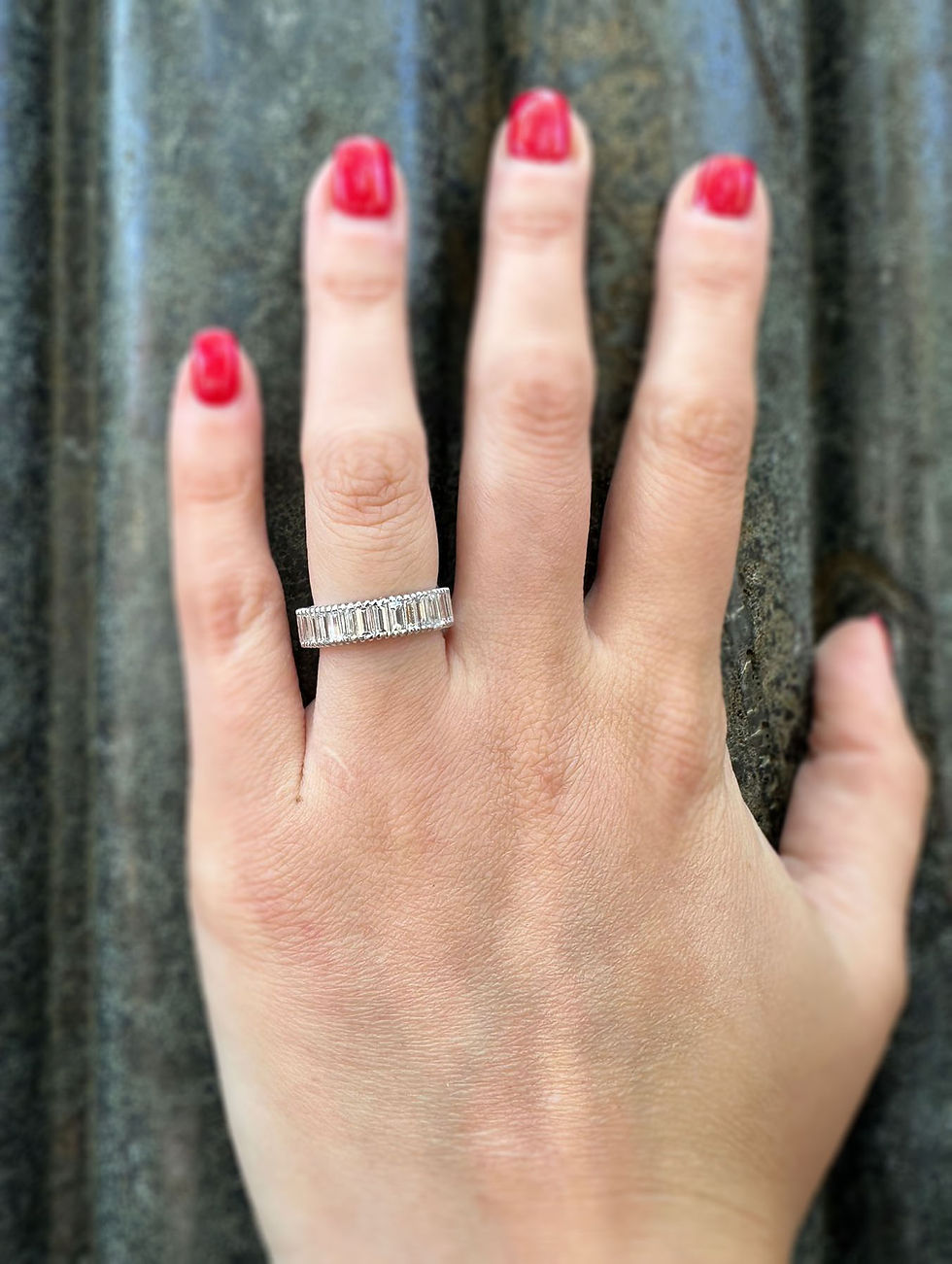 Thumbnail: Vintage Platinum 4.60ctw Straight Baguette Prong Set Diamond Eternity Band Ring