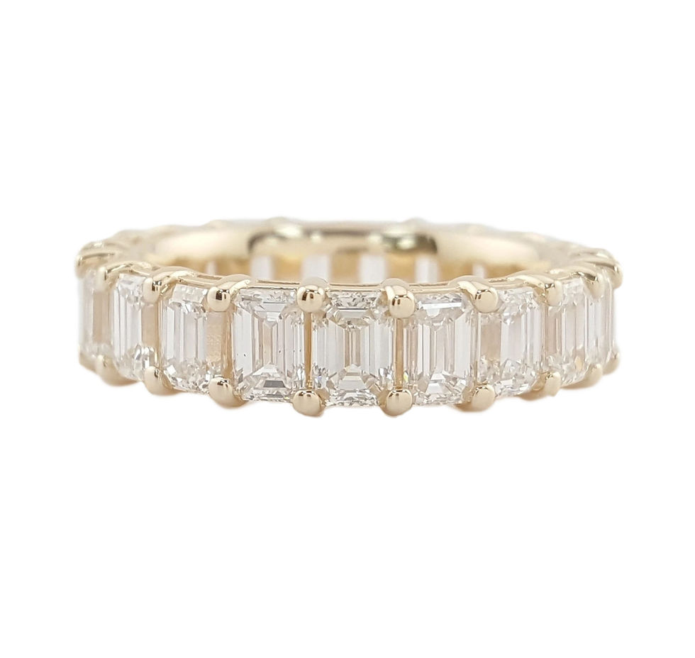 14k Yellow Gold 4.20ctw Diamond Emerald Cut Full Eternity Anniversary Wedding Band Ring