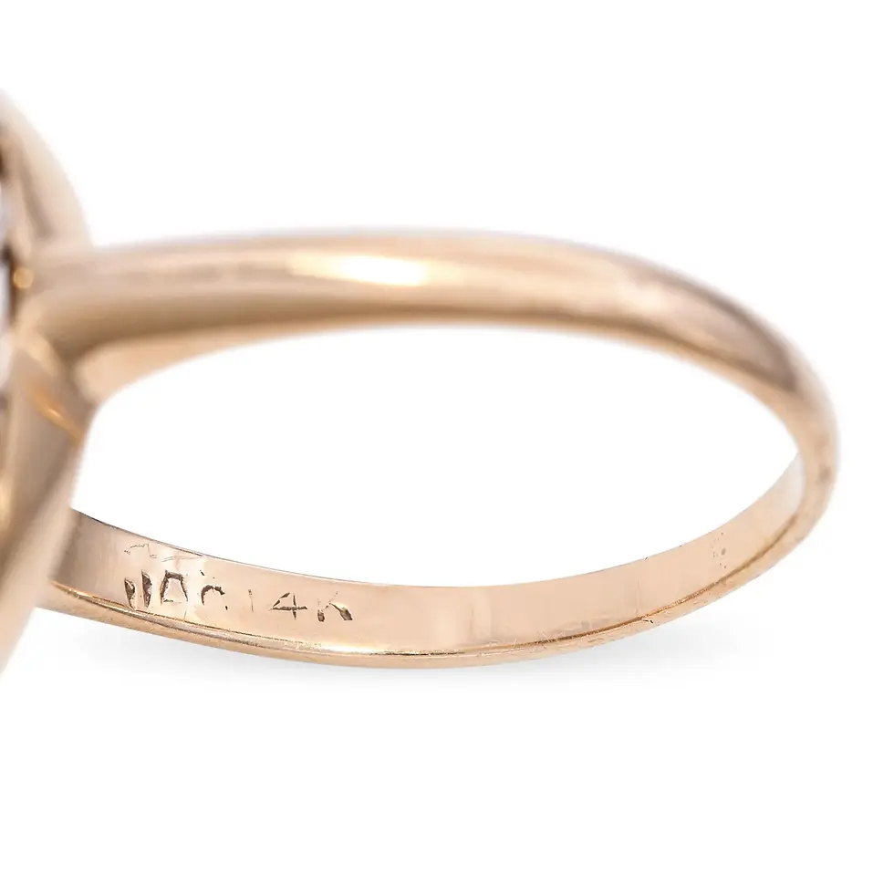 Thumbnail: Antique 14K Yellow Gold Oval Opal 2.11ctw Old Euro Diamond Halo Ring