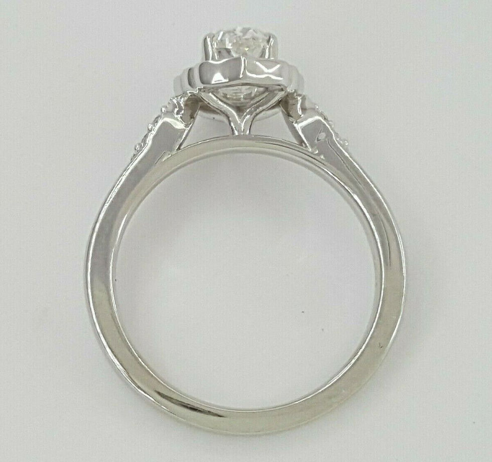 Thumbnail: NEW 14K White Gold 1.14ctw Oval Antique Style Diamond Halo Engagement Ring
