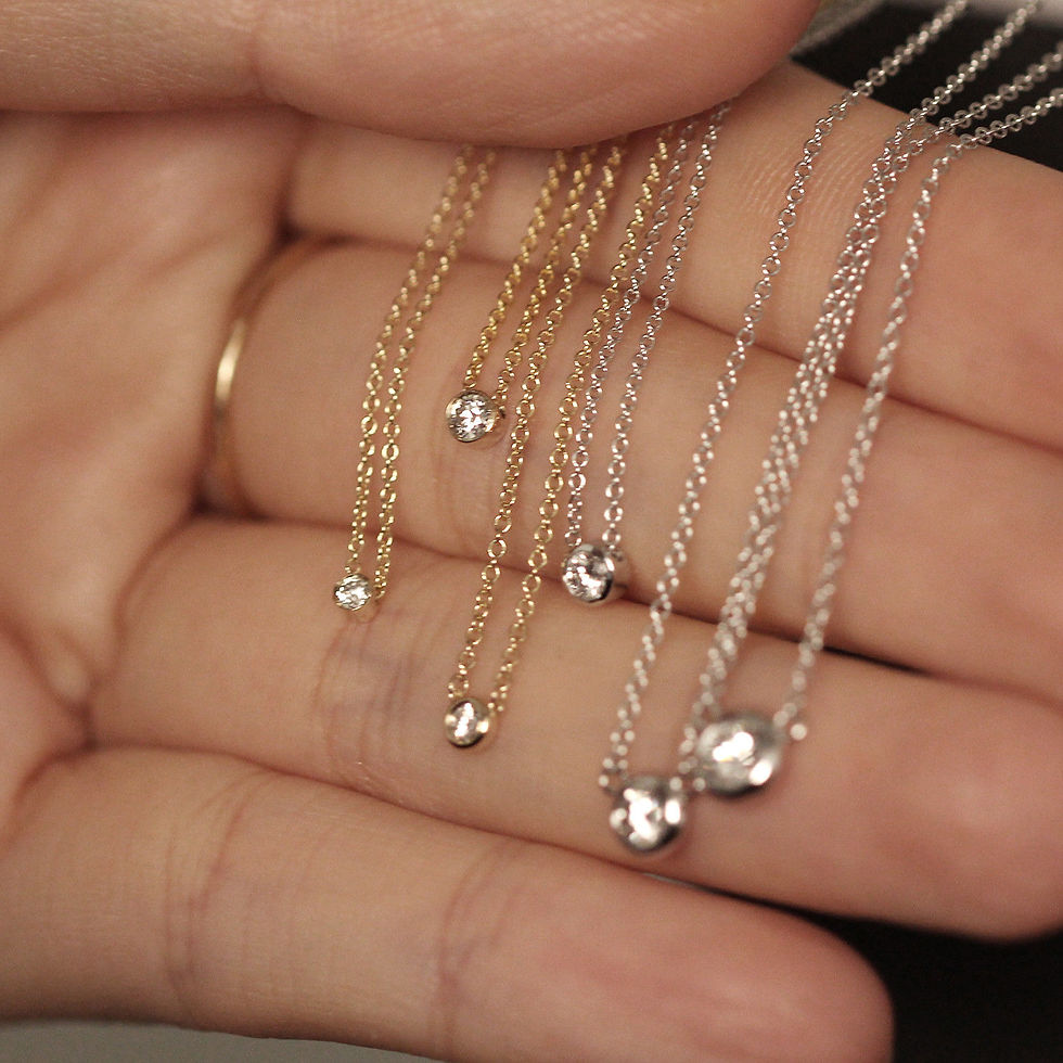 Thumbnail: Solitaire Natural Brilliant Cut Diamond Bezel Wedding Engagement Bridal Necklace