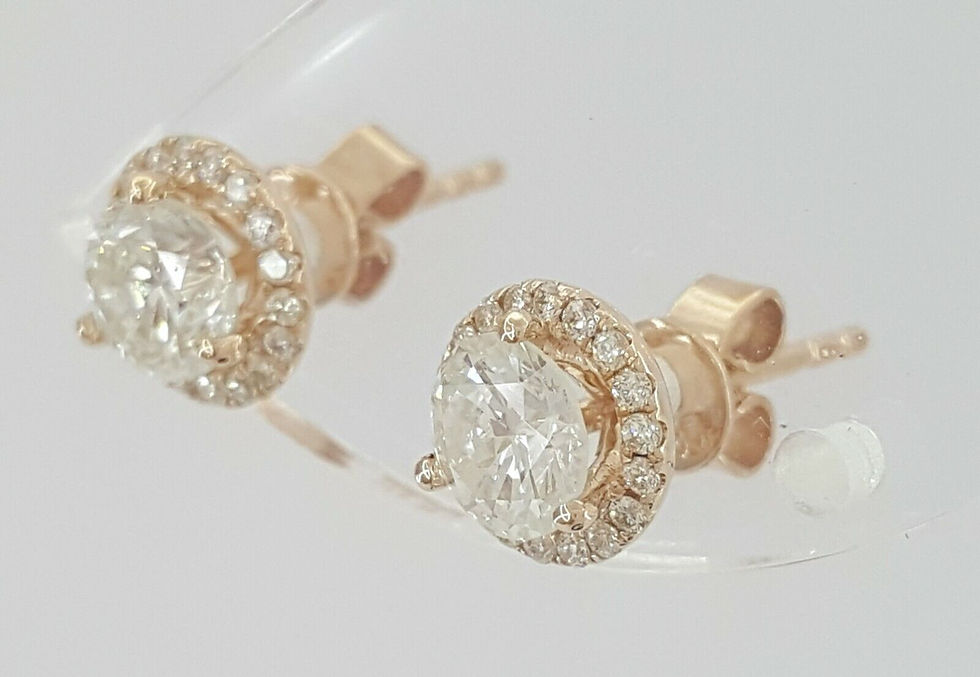 Thumbnail: 14k Rose Gold 1.16ctw Round Diamond Halo Stud Earrings