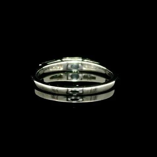 Thumbnail: Vintage Platinum 0.39ctw 3 Baguette Diamond Stackable Wedding Band Ring