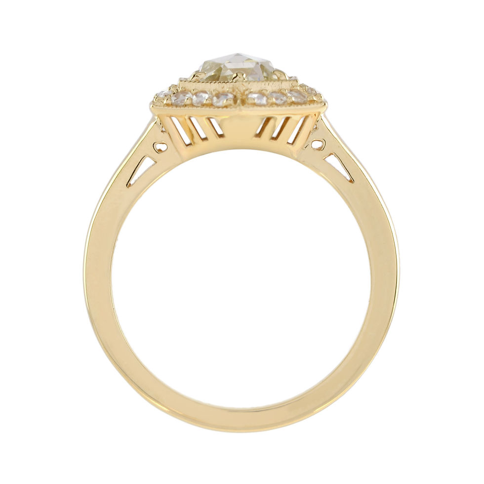 Thumbnail: Antique Inspired 18k Gold 1.02ctw Rose Cut Diamond Hexagonal Engagement Ring