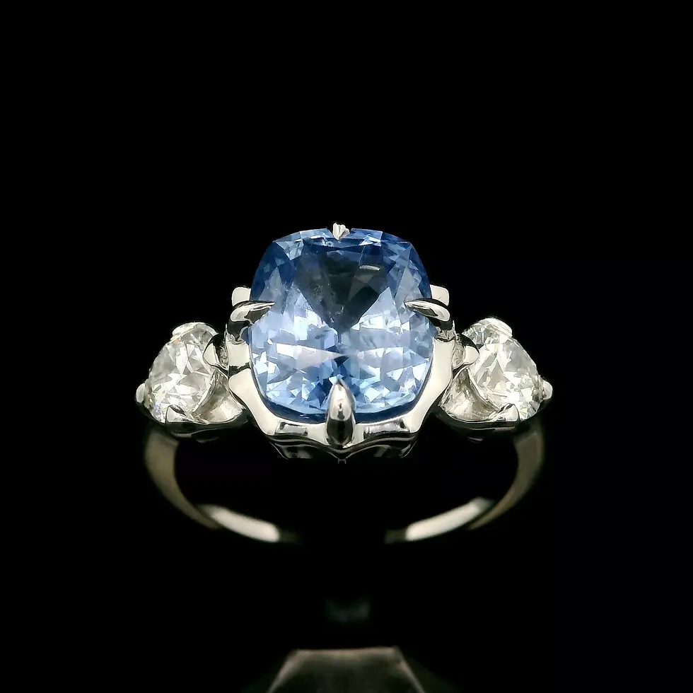 Thumbnail: 18k White Gold 5.36ctw Cushion Periwinkle Blue Sapphire and Diamond Ring