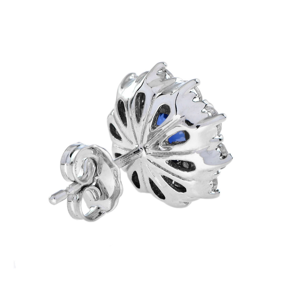 Thumbnail: Antique Victorian Inspired 14k Gold 3.38ctw Ceylon Sapphire and Diamond Earrings