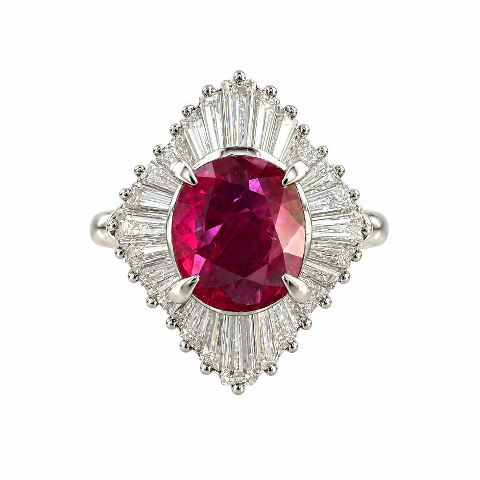 Platinum 2.41ctw Vivid Red Ruby Diamond Ballerina Statement Ring